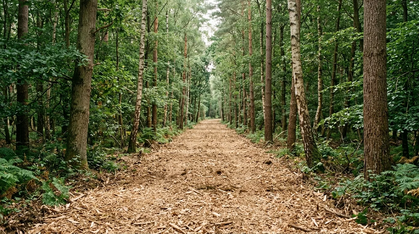 The finished result of professional forestry mulching: the completed work looking clean, correct — Springfield, IL