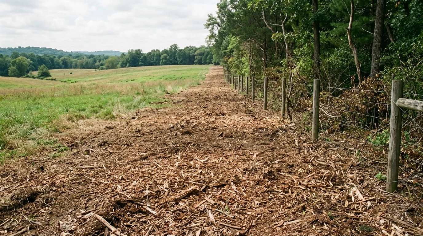 The finished result of professional forestry mulching: the completed work looking clean, correct — Springfield, IL