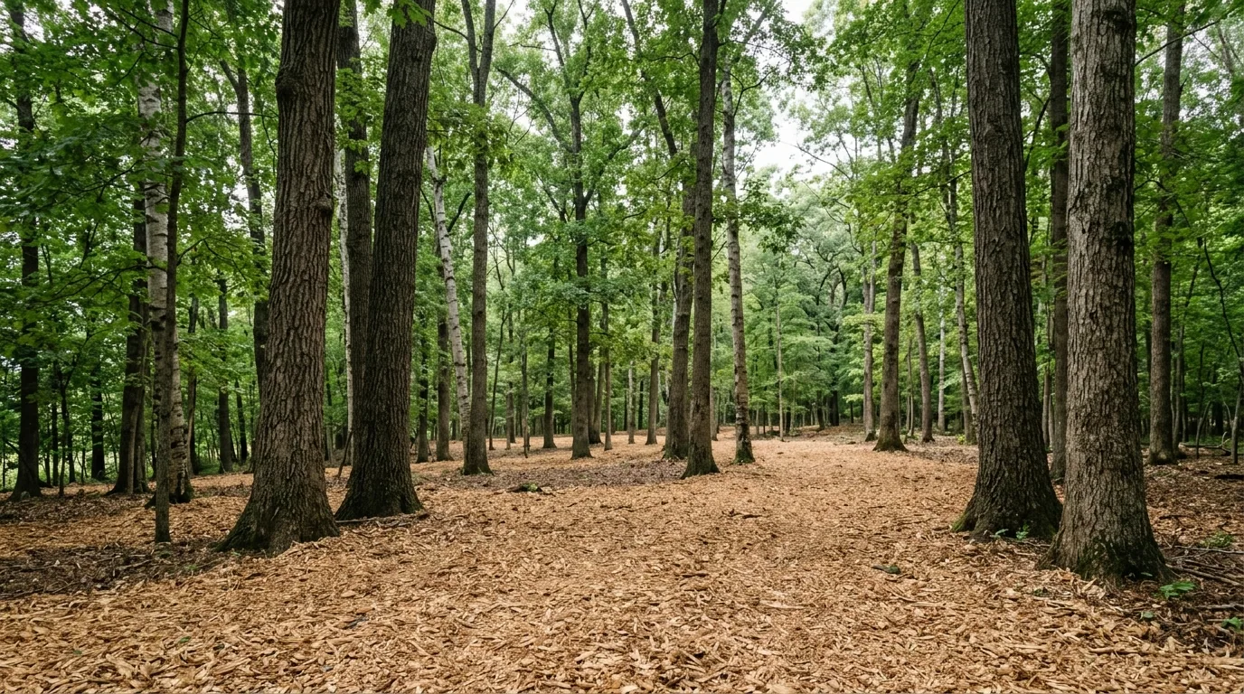 The finished result of professional forestry mulching: the completed work looking clean, correct — Springfield, IL